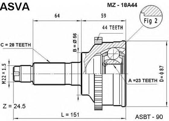 Граната колісна Asva MZ18A44 ціна, від 30.30 USD