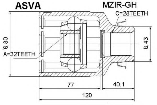 ШРКШ внутрішній, передній, правий Asva MZIRGH ціна, від 30.75 USD