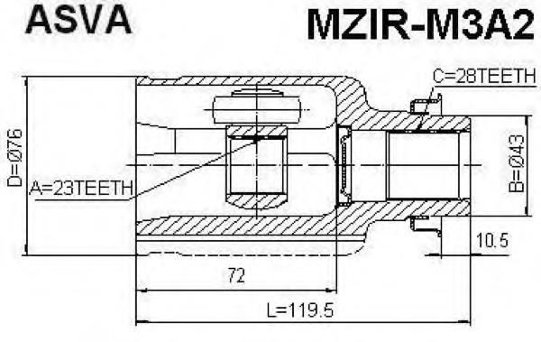 ШРУС внутрішній, передній, правий MZIRM3A2 Asva