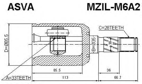 ШРУС внутрішній, передній, лівий GP0622620 Mazda