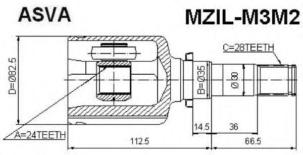 MZILM3M2 Asva шрус внутрішній, передній, лівий