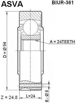 ШРУС внутрішній, задній BIUR361 Asva