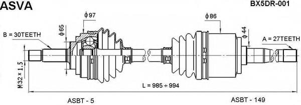 BX5DR001 Asva Привід передній правий
