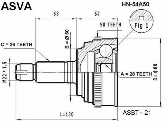 ШРУС зовнішній передній HN54A50 Asva