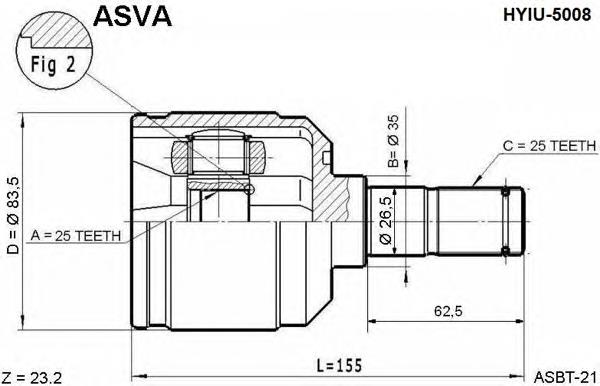 ШРКШ внутрішній, передній Asva HYIU5008 ціна, від 422.21 USD