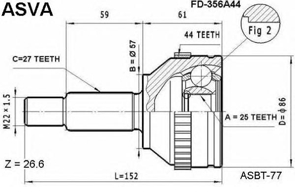 ШРУС зовнішній передній FD356A44 Asva