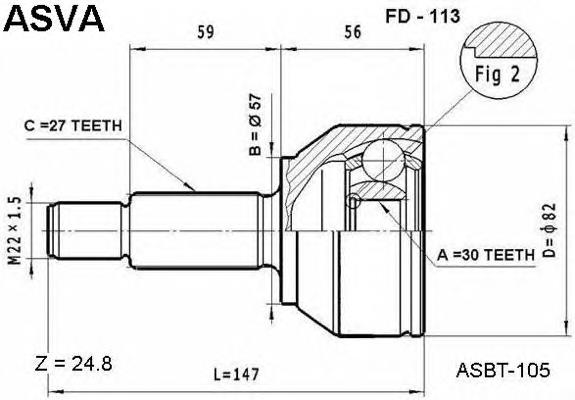 ШРУС зовнішній передній FD113 Asva