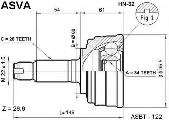 ШРУС зовнішній передній HN32 Asva