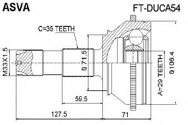 ШРУС зовнішній передній FTDUCA54 Asva