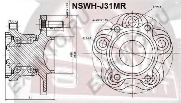 Маточина задня NSWHJ31MR Asva