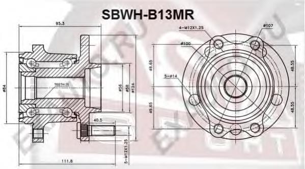 Маточина задня SBWHB13MR Asva