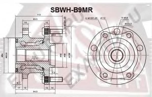 Купити SBWHB9MR Asva Підшипник ступиці колеса