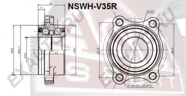 NSWHV35R Asva Підшипник ступиці задньої