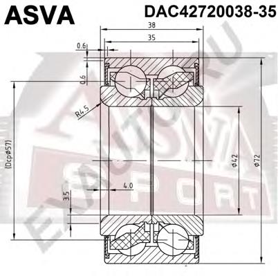 Комплект підшипник маточини передньої Asva DAC4272003835 ціна, від 17.56 USD