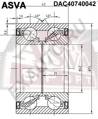 Комплект підшипник маточини передньої Asva DAC40740042 ціна, від 21.79 USD
