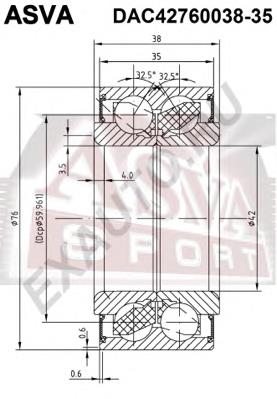 Підшипник маточини передньої DAC4276003835 Asva