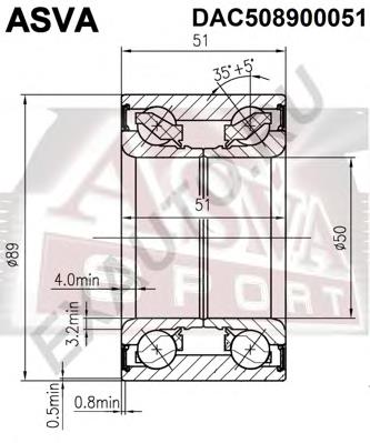 Підшипник маточини задньої DAC508900051 Asva