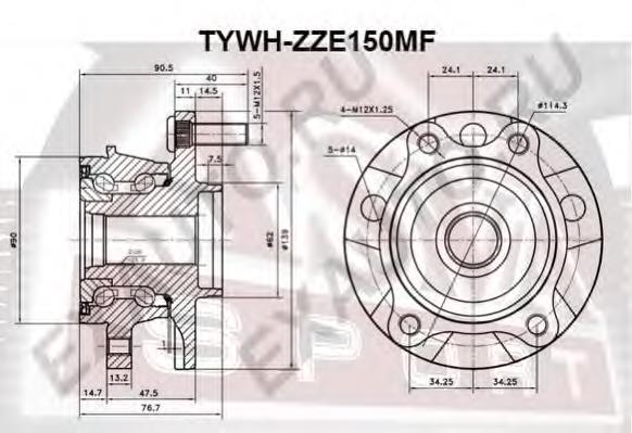 TYWHZZE150MF Asva Маточина (передня)