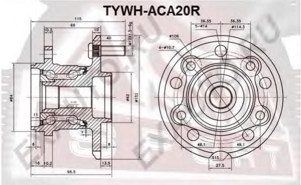 Маточина задня TYWHACA20R Asva