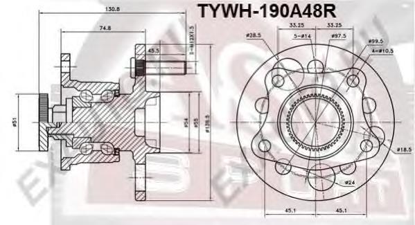 Маточина задня TYWH190A48R Asva