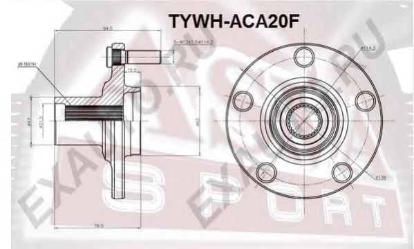 Маточина передня TYWHACA20F Asva