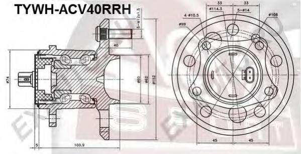 Маточина задня права TYWHACV40RRH Asva