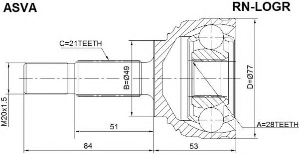 ШРУС зовнішній передній RNLOGR Asva