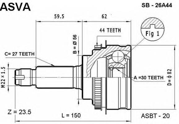 Граната колісна Asva SB26A44 ціна, від 42.21 USD