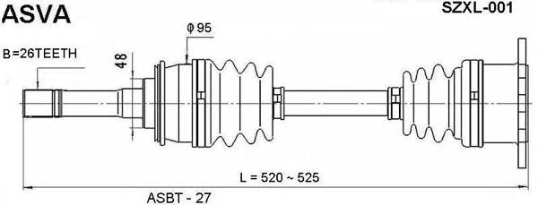 Піввісь (привід) передня, ліва SZXL001 Asva