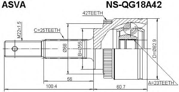Купити NSQG18A42 Asva Шарнір приводу зовнішній