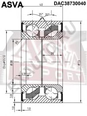 DAC38730040 Asva Підшипник маточини передньої