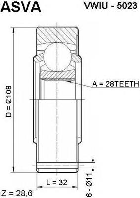 ШРУС внутрішній, задній VWIU5023 Asva