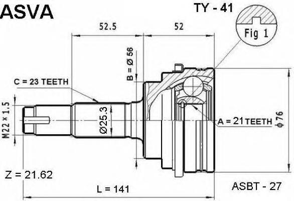 ШРУС зовнішній передній 4346019496 Toyota