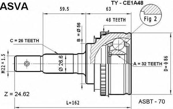 ШРУС зовнішній передній TYCE1A48 Asva