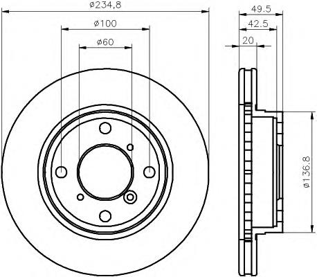 MDC1059 Mintex диск гальмівний передній