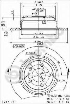 Купити 08556921 Brembo Диск заднього гальма