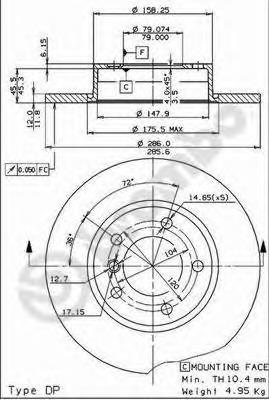 Купити 08535914 Brembo Ротор гальмівний