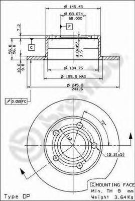 Купити 08574311 Brembo Диск заднього гальма