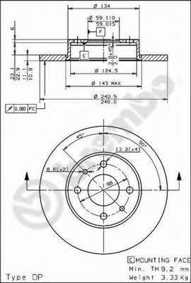Купити 08491710 Brembo Диск заднього гальма