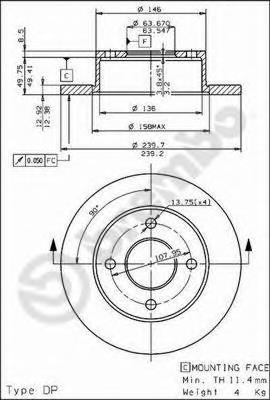 Диск гальмівний передній 08494620 Brembo