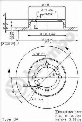 08448010 Brembo Гальмо дискове переднє
