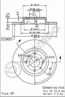 08508614 Brembo Гальмо дискове переднє