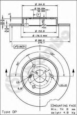 Купити 08816310 Brembo Ротор гальмівний