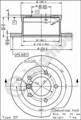 Купити 08772520 Brembo Диск заднього гальма