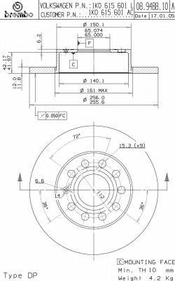 Задні дискові гальма Brembo 08948810 ціна, від 26.29 USD