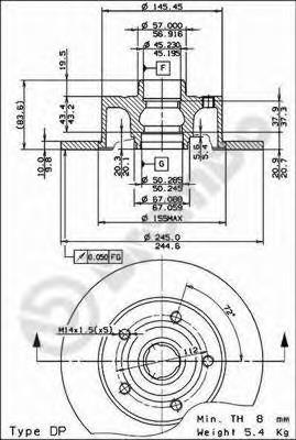 Купити 08691114 Brembo Диск заднього гальма