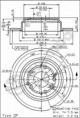 Диск гальмівний задній 08689810 Brembo