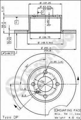 Диск гальмівний передній 08328820 Brembo