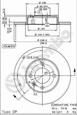 Гальмівні диски передні 08263134 Brembo