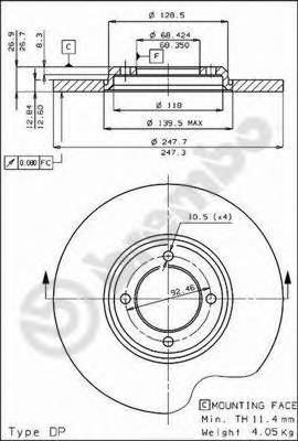 08227510 Brembo Гальмо дискове переднє